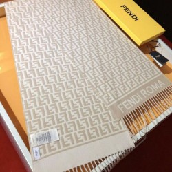 Replica Sciarpa Fendi FF in misto lana e cashmere Beige 32 x 200