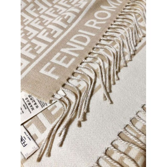 Replica Sciarpa Fendi FF in misto lana e cashmere Beige 32 x 200