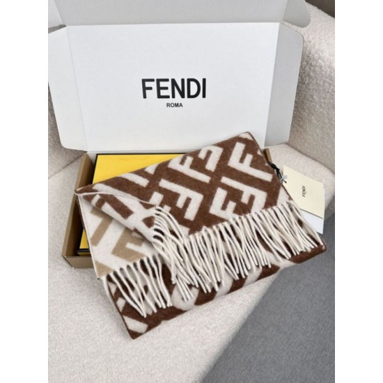 Replica Sciarpa Fendi FF misto cashmere e lana marrone 35 x 180 Imitazioni Replica Sciarpa Fendi FF misto cashmere e lana marrone 35 x 180