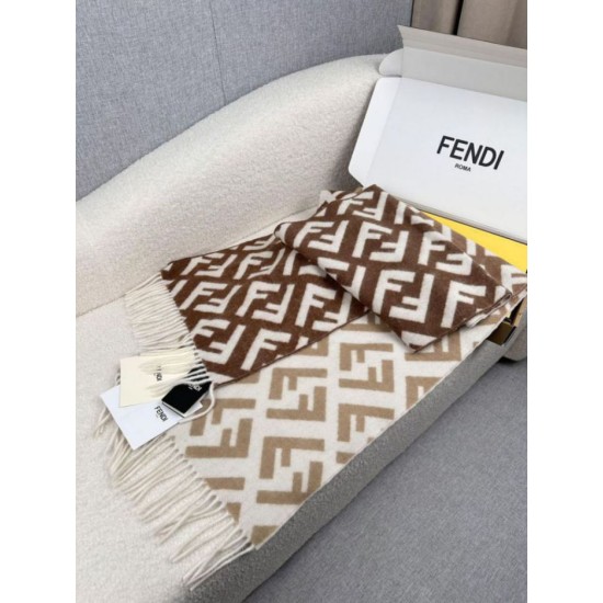 Replica Sciarpa Fendi FF misto cashmere e lana marrone 35 x 180 Imitazioni Replica Sciarpa Fendi FF misto cashmere e lana marrone 35 x 180