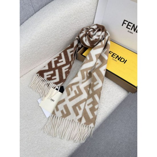 Replica Sciarpa Fendi FF misto cashmere e lana marrone 35 x 180 Imitazioni Replica Sciarpa Fendi FF misto cashmere e lana marrone 35 x 180