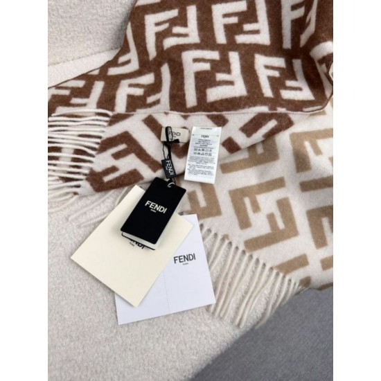 Replica Sciarpa Fendi FF misto cashmere e lana marrone 35 x 180 Imitazioni Replica Sciarpa Fendi FF misto cashmere e lana marrone 35 x 180