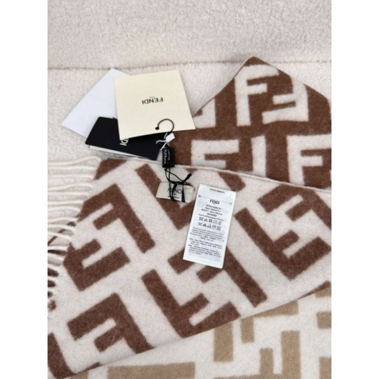 Replica Sciarpa Fendi FF misto cashmere e lana marrone 35 x 180 Imitazioni Replica Sciarpa Fendi FF misto cashmere e lana marrone 35 x 180