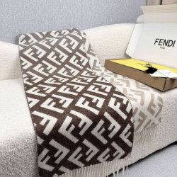 Replica Pari Sciarpa Fendi FF misto cashmere e lana grigio tortora 35 x 180