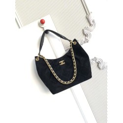 Borsa Chanel 26C Maxi hobo Hippie AS5970 AS5978 Scamosciata Nero