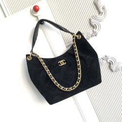 Replica Borsa Chanel 26C Maxi hobo Hippie AS5970 AS5978 Scamosciata Nero