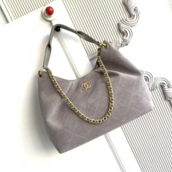 Replica Borsa  1:1 Chanel 26C Maxi hobo Hippie AS5970 AS5978 Scamosciata Grigia