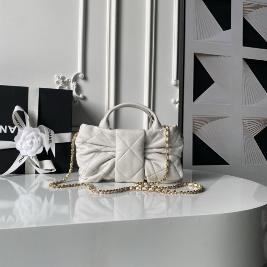 Replica Borse Chanel 25K Mini Bow AS5849 Pelle di agnello Bianco