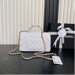 Replica Borsa 1:1 a tracolla Chanel piccola con catena e manico superiore AS5702 Bianco Imitazioni Replica Borsa 1:1 a tracolla Chanel piccola con catena e manico superiore AS5702 Bianco