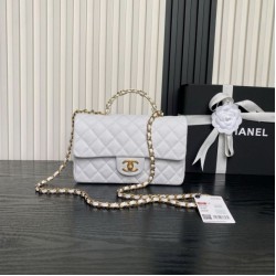 Replica Borsa  1:1 a tracolla Chanel piccola con catena e manico superiore AS5702 Bianco