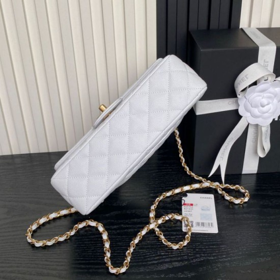 Replica Borsa  1:1 a tracolla Chanel piccola con catena e manico superiore AS5702 Bianco