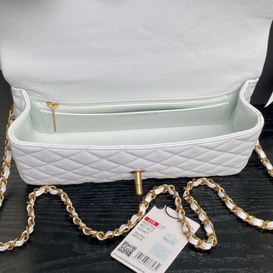 Replica Borsa  1:1 a tracolla Chanel piccola con catena e manico superiore AS5702 Bianco