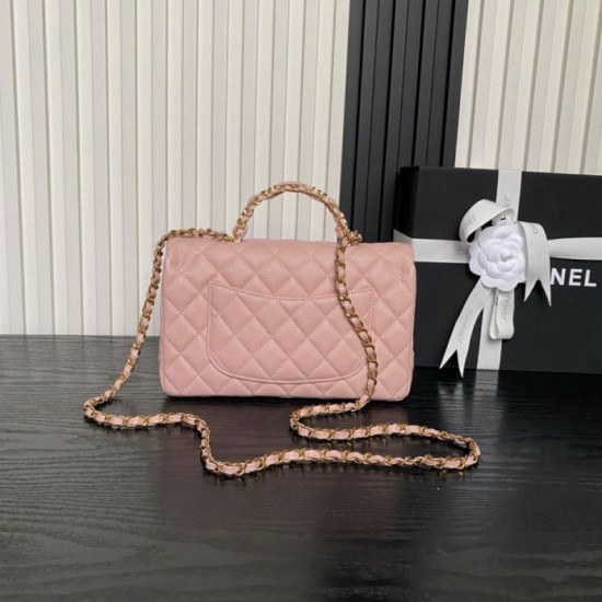 Replica Borsa a tracolla Chanel piccola con catena e manico superiore AS5702 Rosa Imitazioni Replica Borsa a tracolla Chanel piccola con catena e manico superiore AS5702 Rosa