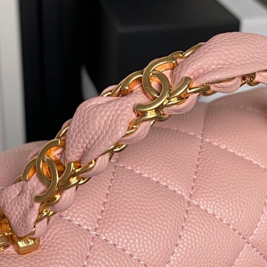 Replica Borsa a tracolla Chanel piccola con catena e manico superiore AS5702 Rosa Imitazioni Replica Borsa a tracolla Chanel piccola con catena e manico superiore AS5702 Rosa
