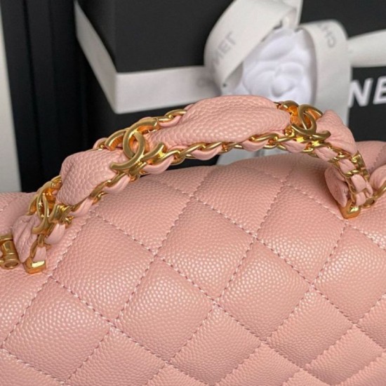 Replica Borsa a tracolla Chanel piccola con catena e manico superiore AS5702 Rosa Imitazioni Replica Borsa a tracolla Chanel piccola con catena e manico superiore AS5702 Rosa