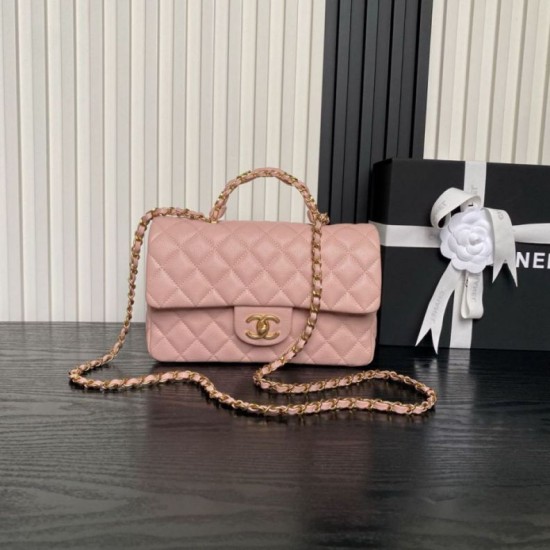 Replica Borsa a tracolla Chanel piccola con catena e manico superiore AS5702 Rosa Imitazioni Replica Borsa a tracolla Chanel piccola con catena e manico superiore AS5702 Rosa