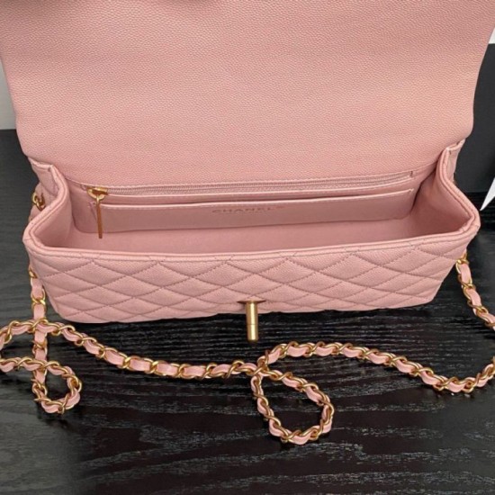 Replica Borsa a tracolla Chanel piccola con catena e manico superiore AS5702 Rosa Imitazioni Replica Borsa a tracolla Chanel piccola con catena e manico superiore AS5702 Rosa
