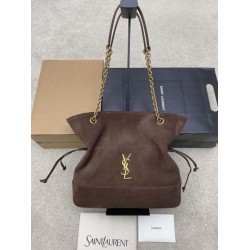 Borsa a tracolla YSL Saint Laurent Jamie 4.3 Pochon Shopping Scamosciata Marrone