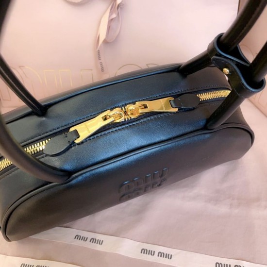 Replica Borse a mano Miu Miu Beau marrone cognac 5BB193 Nero