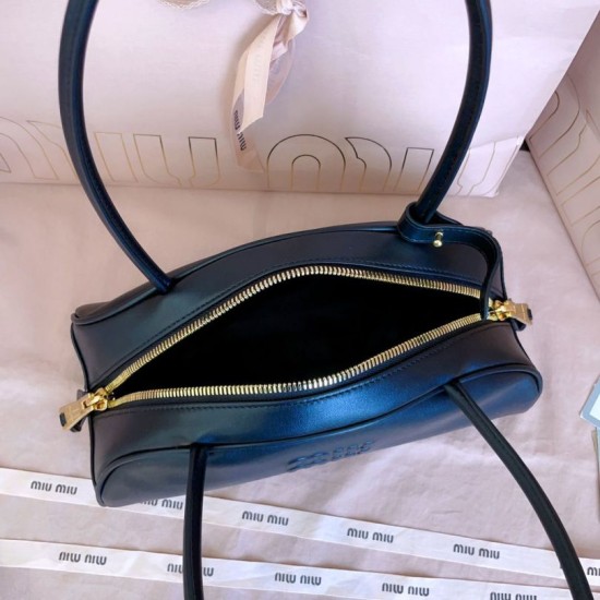 Replica Borse a mano Miu Miu Beau marrone cognac 5BB193 Nero