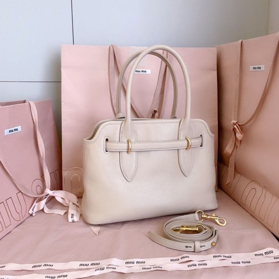 Replica Borse tote Miu Miu Adventure nappa 5BA292 Bianca Imitazioni Replica Borse tote Miu Miu Adventure nappa 5BA292 Bianca