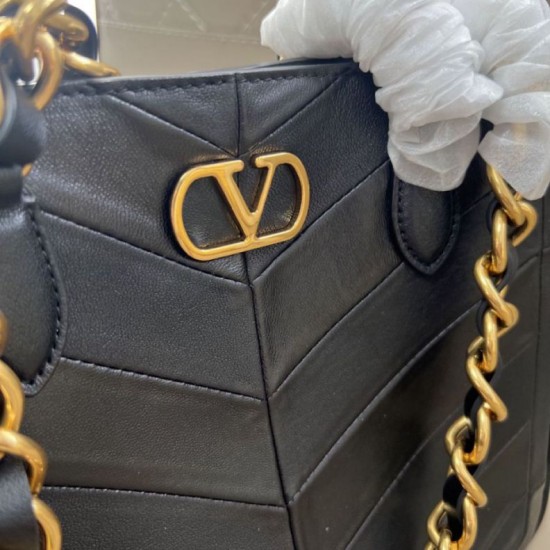 Replica Borsa shopping piccola/media Valentino Garavani Laseine Nero Imitazioni Replica Borsa shopping piccola/media Valentino Garavani Laseine Nero