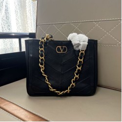 Replica Borsa shopping piccola/media Valentino Garavani Laseine Nero