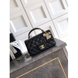 Borse Chanel Mini Classic Flap Bow 25K con manico superiore AS2431 Nero