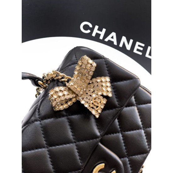 Replica borse griffate Chanel Mini Classic Flap Bow 25K con manico superiore AS2431 Nero Imitazioni Replica borse griffate Chanel Mini Classic Flap Bow 25K con manico superiore AS2431 Nero