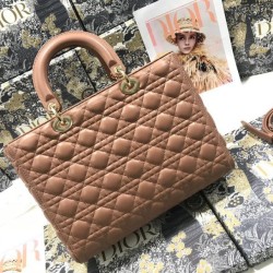 Replica Perfetta grande Dior Lady Dior agnello trapuntata cannage Marrone Imitazioni Replica Perfetta grande Dior Lady Dior agnello trapuntata cannage Marrone