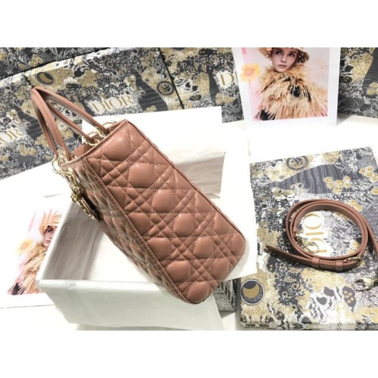 Replica Perfetta grande Dior Lady Dior agnello trapuntata cannage Marrone Imitazioni Replica Perfetta grande Dior Lady Dior agnello trapuntata cannage Marrone