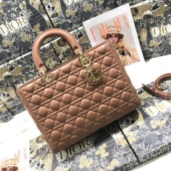Replica Perfetta grande Dior Lady Dior agnello trapuntata cannage Marrone