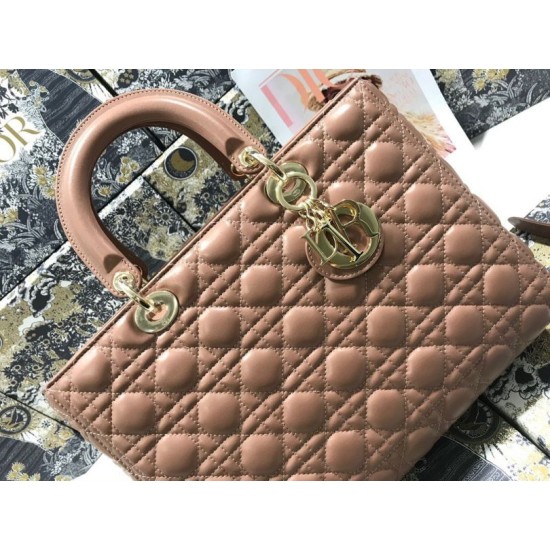 Replica Perfetta grande Dior Lady Dior agnello trapuntata cannage Marrone Imitazioni Replica Perfetta grande Dior Lady Dior agnello trapuntata cannage Marrone