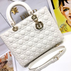 Replica borse griffate grande Dior Lady Dior agnello trapuntata cannage bianca