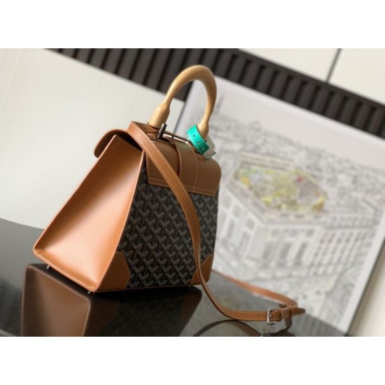 Replica Borsa a mano strutturata Goyard Saigon PM marrone Imitazioni Replica Borsa a mano strutturata Goyard Saigon PM marrone