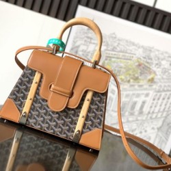 Replica Borsa a mano strutturata Goyard Saigon PM marrone