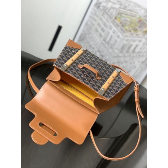 Replica Borsa a mano strutturata Goyard Saigon PM marrone Imitazioni Replica Borsa a mano strutturata Goyard Saigon PM marrone