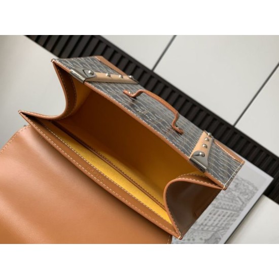 Replica Borsa a mano strutturata Goyard Saigon PM marrone Imitazioni Replica Borsa a mano strutturata Goyard Saigon PM marrone