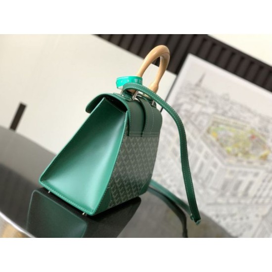 Replica Borsa a mano strutturata Goyard Saigon PM Verde Imitazioni Replica Borsa a mano strutturata Goyard Saigon PM Verde