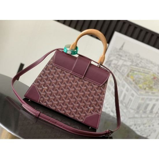 Replica Borsa a mano strutturata Goyard Saigon PM bordeaux Imitazioni Replica Borsa a mano strutturata Goyard Saigon PM bordeaux