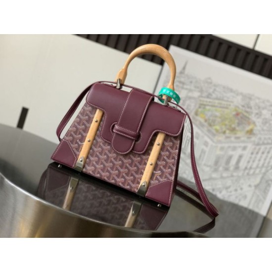 Replica Borsa a mano strutturata Goyard Saigon PM bordeaux Imitazioni Replica Borsa a mano strutturata Goyard Saigon PM bordeaux