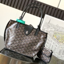 Replica Borse  tote Goyard Anjou Saint Louis Mini tela goyardine/pelle di vitello nera