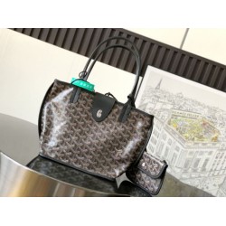 Borse tote Goyard Anjou Saint Louis Mini tela goyardine/pelle di vitello nera