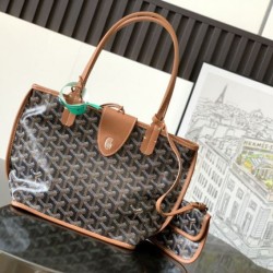 Replica Borsa tote Goyard Anjou Saint Louis Mini tela goyardine/pelle di vitello marrone