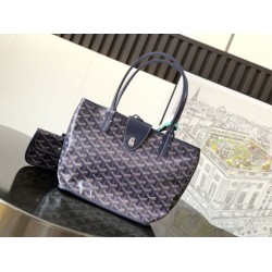 Borsa tote Goyard Anjou Saint Louis Mini tela goyardine/pelle di vitello blu navy