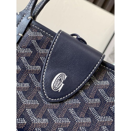 Replica di lusso Borsa tote Goyard Anjou Saint Louis Mini tela goyardine/pelle di vitello blu navy Imitazioni Cloni Borsa tote Goyard Anjou Saint Louis Mini tela goyardine/pelle di vitello blu navy firmate