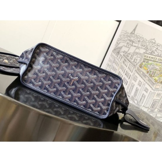 Replica di lusso Borsa tote Goyard Anjou Saint Louis Mini tela goyardine/pelle di vitello blu navy Imitazioni Cloni Borsa tote Goyard Anjou Saint Louis Mini tela goyardine/pelle di vitello blu navy firmate