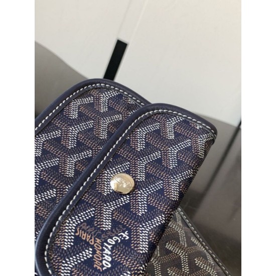 Replica di lusso Borsa tote Goyard Anjou Saint Louis Mini tela goyardine/pelle di vitello blu navy Imitazioni Cloni Borsa tote Goyard Anjou Saint Louis Mini tela goyardine/pelle di vitello blu navy firmate