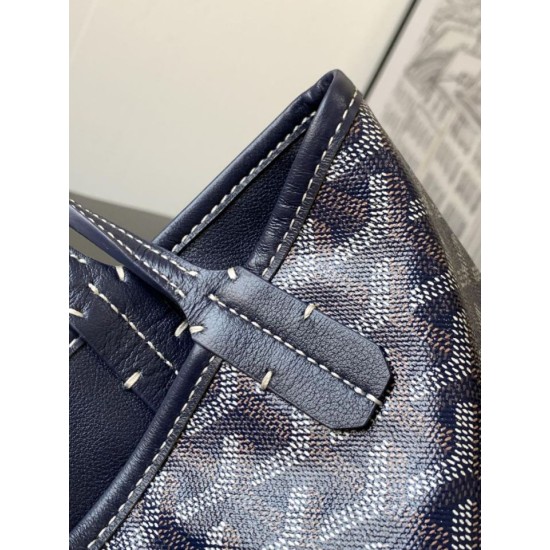 Replica di lusso Borsa tote Goyard Anjou Saint Louis Mini tela goyardine/pelle di vitello blu navy Imitazioni Cloni Borsa tote Goyard Anjou Saint Louis Mini tela goyardine/pelle di vitello blu navy firmate