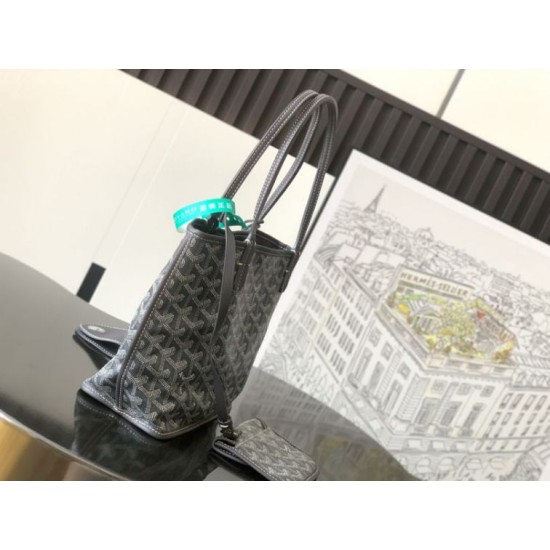 Replica di lusso Borsa tote Goyard Anjou Saint Louis Mini tela goyardine/pelle di vitello grigia Imitazioni Cloni Borsa tote Goyard Anjou Saint Louis Mini tela goyardine/pelle di vitello grigia firmate